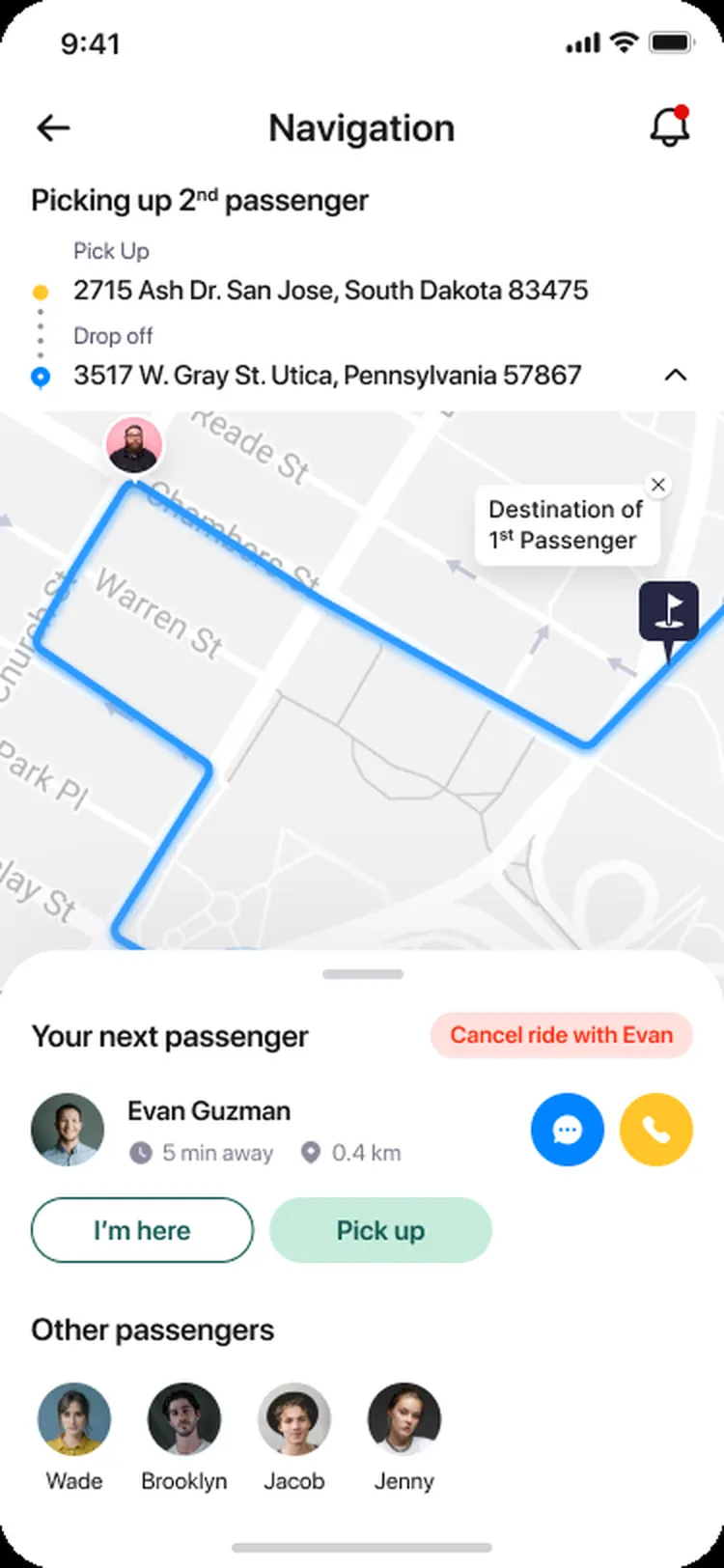 Tourch: Driver navigation, multi-passenger